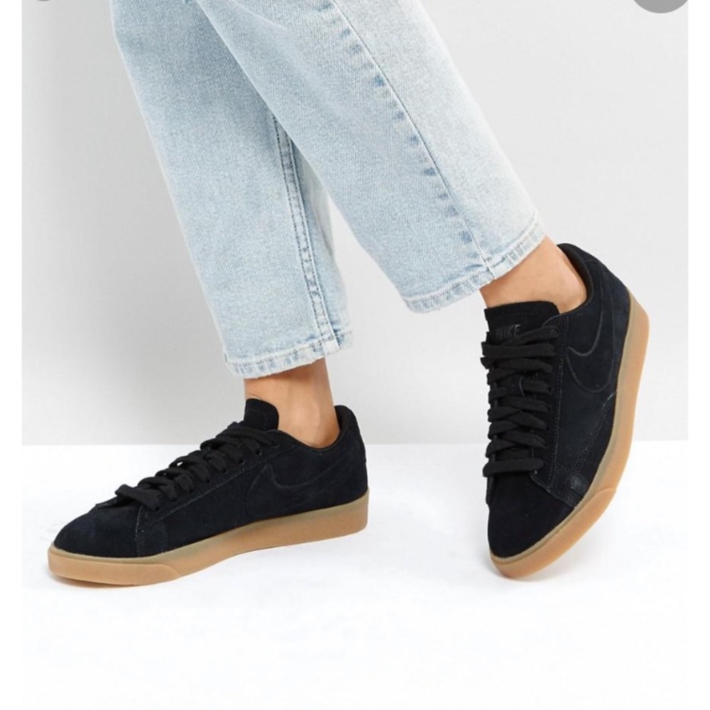 Nike Blazer Low Sneakers Black Suede & Gum Sole